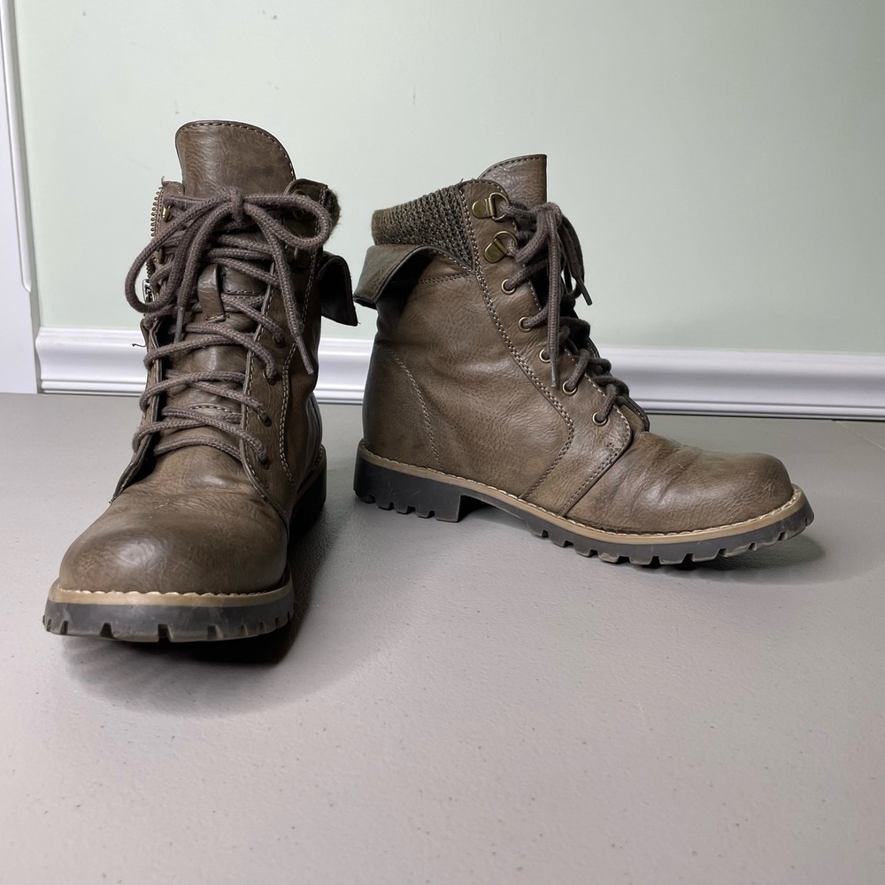 Cliffs by White Mountain Boots Sweater Ankle Cuff Lace Up Brown 6.5 Granola Camp - Picture 6 of 8
